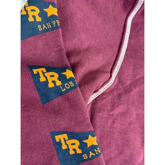 True Religion Mens XXL Maroon Hoodie Jacket Flatlock Zip LA 1956 Captain Graphic - Picture 12 of 15